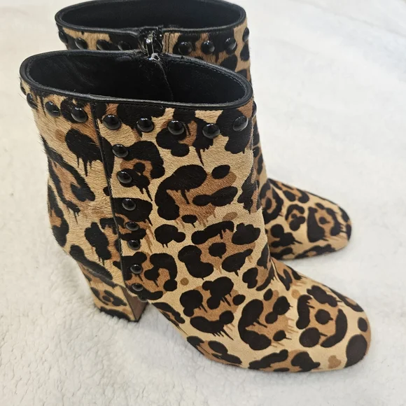 Coach Felicia Leopard Print Calf Hair Wild Beast Bootie Ankle Boots Size 8 B - Picture 1 of 9